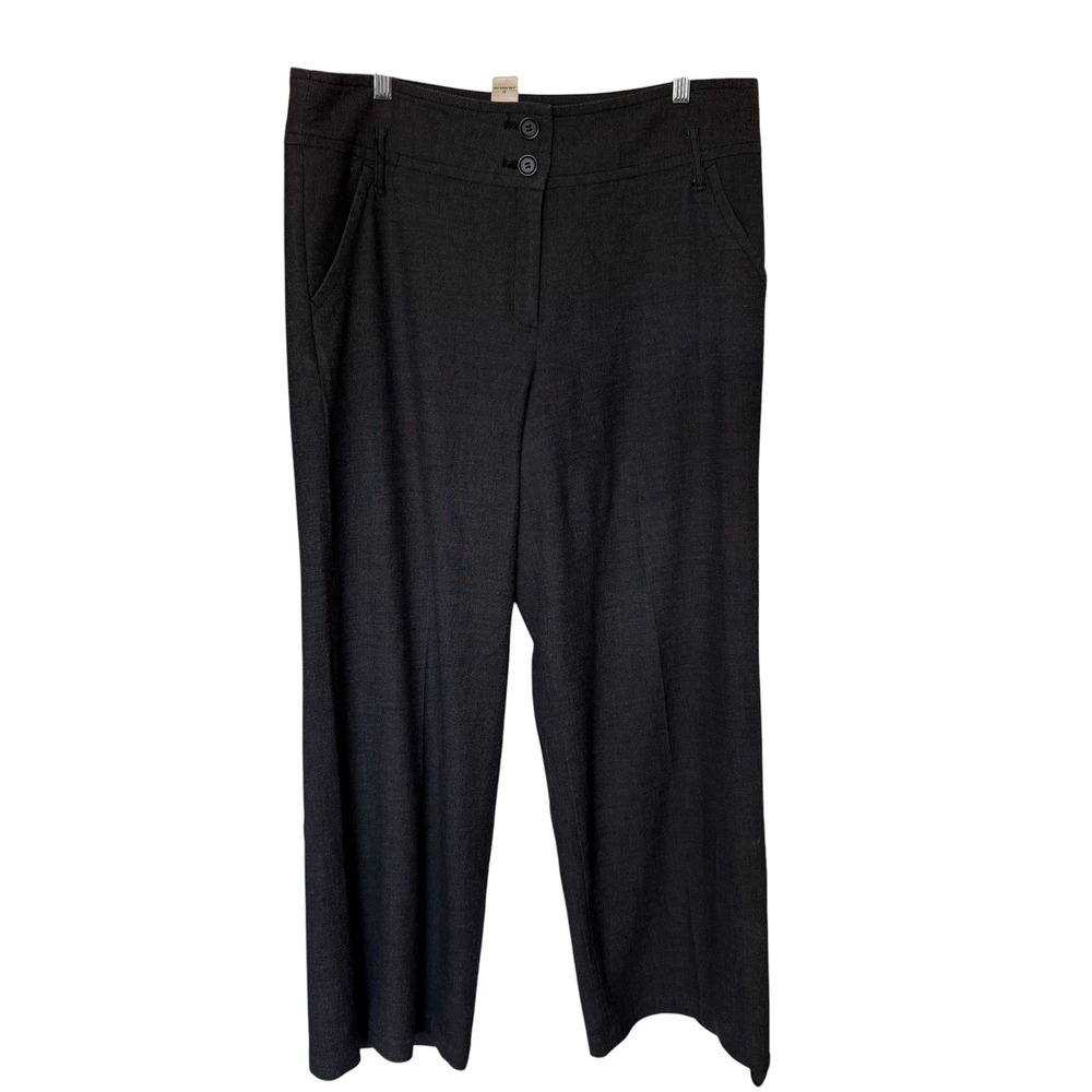 Ann Taylor LOFT Trousers Women 10 Grey Good Wide Leg Wool Blend Business Casual
